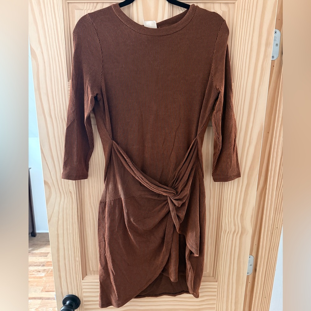 Blu Pepper 3/4 Sleeve Brown Dress